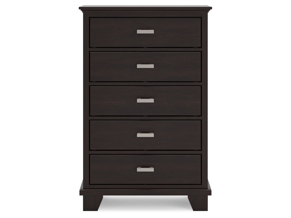 Signature Design by Ashley - Covetown Five Drawer Chest in Dark Brown - B441-46 veiw 1