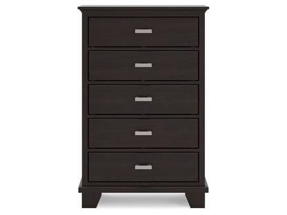 Signature Design by Ashley - Covetown Five Drawer Chest in Dark Brown - B441-46 veiw 1