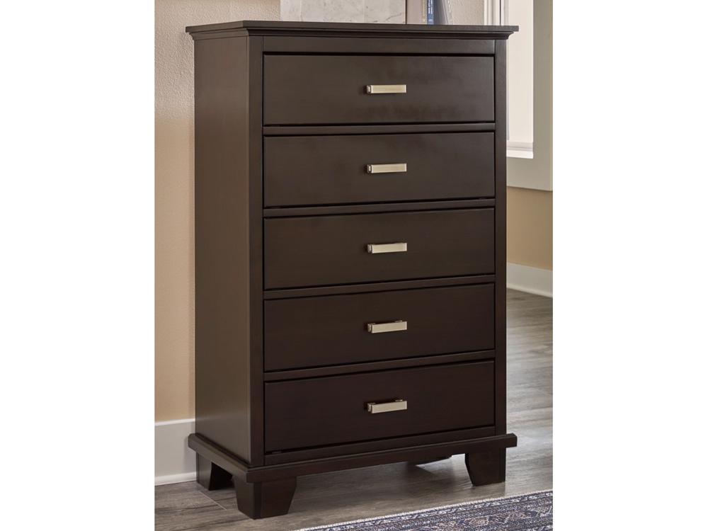 Signature Design by Ashley - Covetown Five Drawer Chest in Dark Brown - B441-46 veiw 2