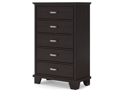 Signature Design by Ashley - Covetown Five Drawer Chest in Dark Brown - B441-46 veiw 3