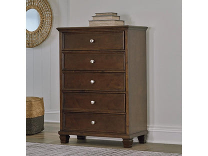 Signature Design by Ashley - Danabrin Five Drawer Chest in Brown - B685-46 veiw 2