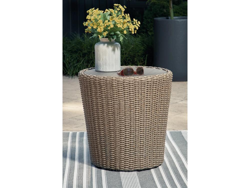 Signature Design by Ashley - Danson Outdoor Round End Table in Beige - P505-706 veiw 2