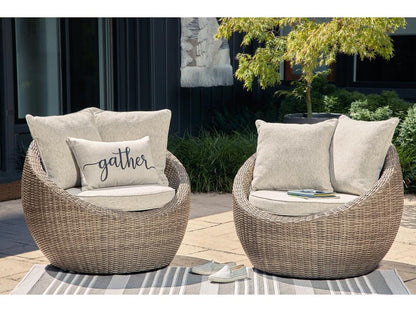 Signature Design by Ashley - Danson Swivel Lounge W/Cushion (Set of 2) in Beige - P505-821 veiw 2