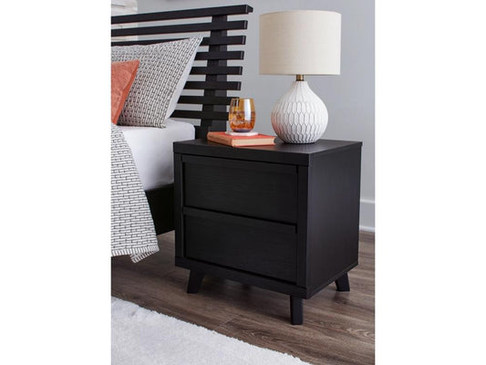 Signature Design by Ashley - Danziar Two Drawer Night Stand in Black - B1013-92 veiw 2