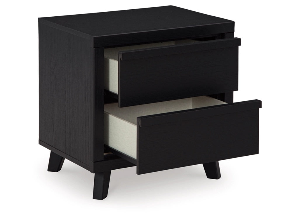 Signature Design by Ashley - Danziar Two Drawer Night Stand in Black - B1013-92 veiw 3