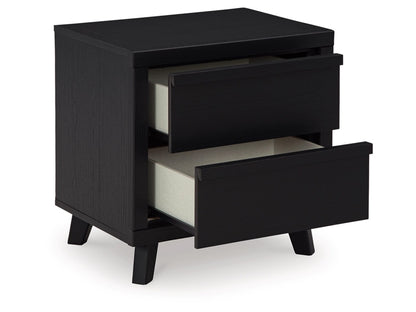 Signature Design by Ashley - Danziar Two Drawer Night Stand in Black - B1013-92 veiw 3