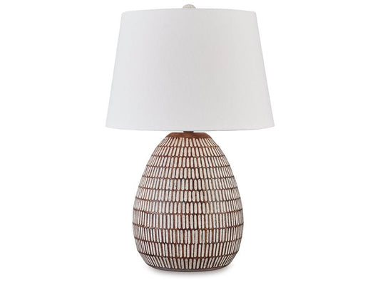 Signature Design by Ashley - Darrich Metal Table Lamp in Beige/White - L235804 veiw 1