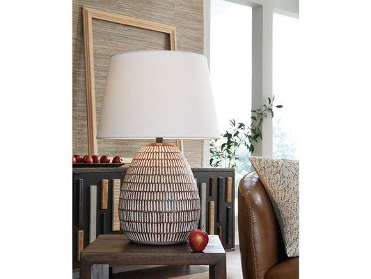Signature Design by Ashley - Darrich Metal Table Lamp in Beige/White - L235804 veiw 2