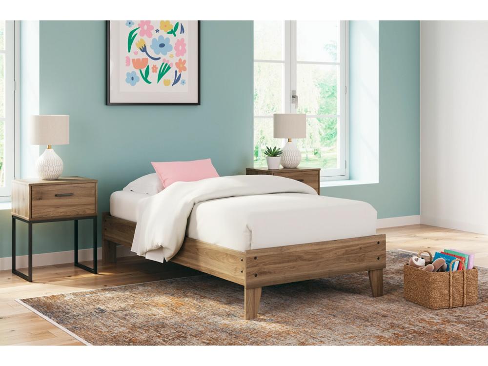 Signature Design by Ashley - Deanlow Twin Platform Bed in Honey - EB1866-111 veiw 2