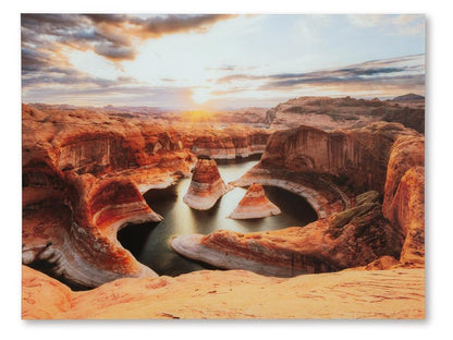 Signature Design by Ashley - Deemsdon Wall Art in Blue/Amber - A8000436 veiw 1