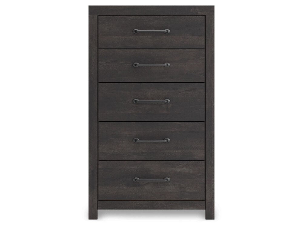 Signature Design by Ashley - Delmorta Five Drawer Chest in Dark Gray - B2108-46 veiw 1