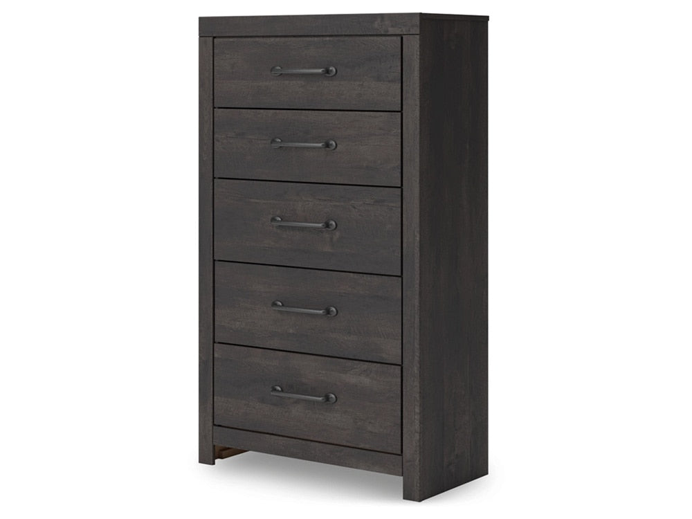 Signature Design by Ashley - Delmorta Five Drawer Chest in Dark Gray - B2108-46 veiw 3