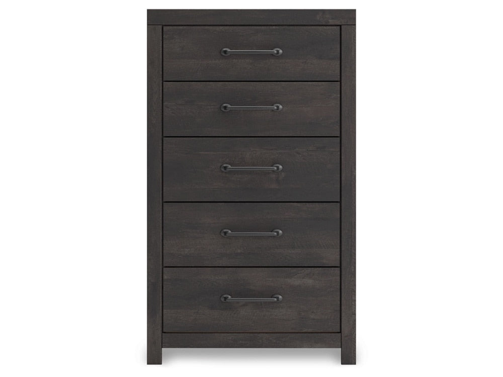 Signature Design by Ashley - Delmorta Five Drawer Chest in Dark Gray - B2108-46 veiw 4