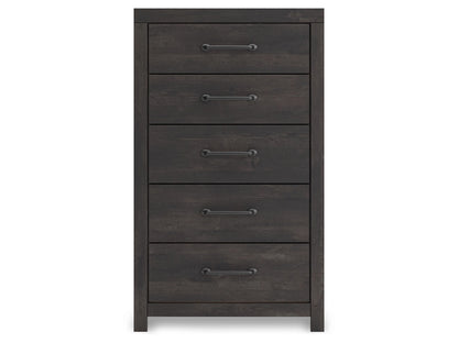 Signature Design by Ashley - Delmorta Five Drawer Chest in Dark Gray - B2108-46 veiw 4