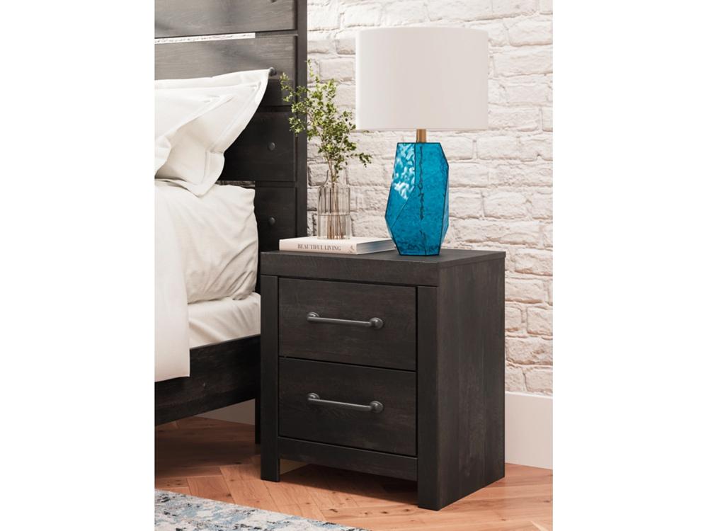 Signature Design by Ashley - Delmorta Two Drawer Night Stand in Dark Gray - B2108-92 veiw 2