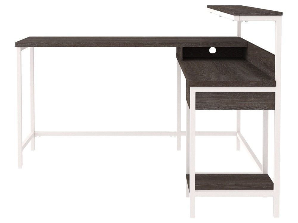 Signature Design by Ashley - Dorrinson L-Desk With Storage in Two-tone - H287-24 veiw 3