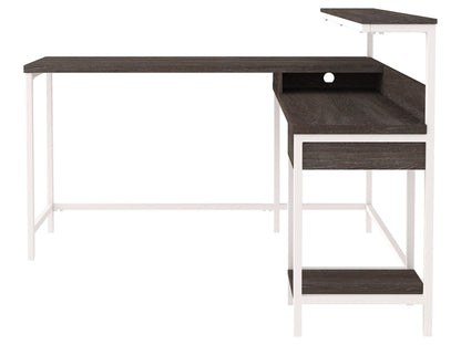 Signature Design by Ashley - Dorrinson L-Desk With Storage in Two-tone - H287-24 veiw 3