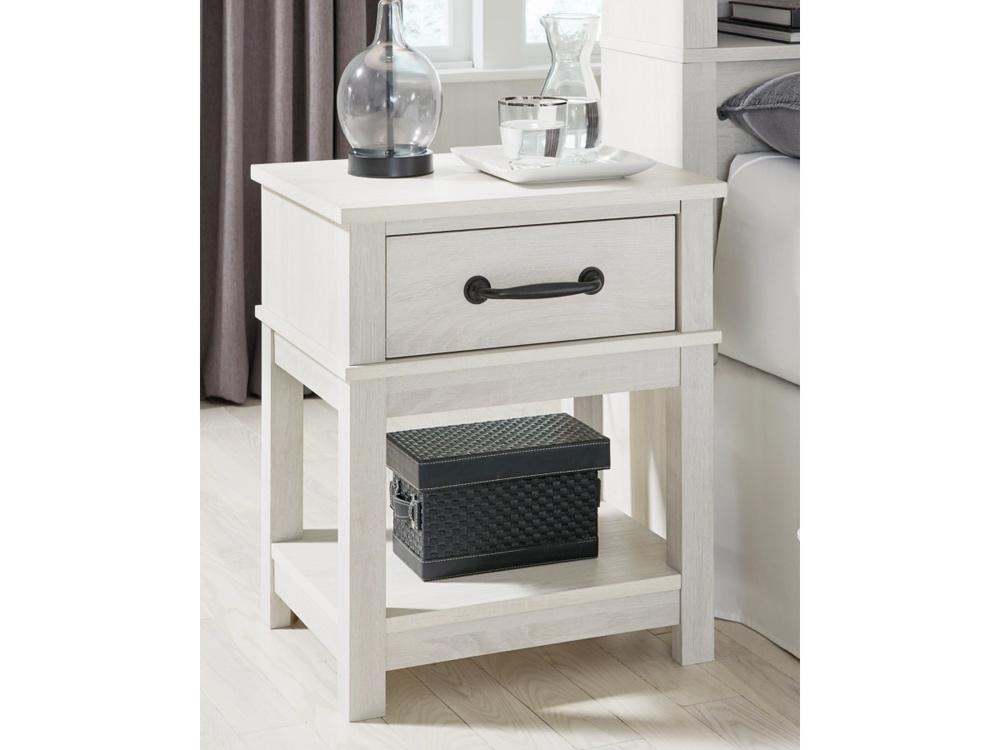 Signature Design by Ashley - Dorrinson One Drawer Night Stand in White - B067-91 veiw 2