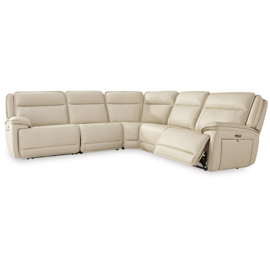 Signature Design by Ashley - Double Deal 5-Piece Power Reclining Sectional in Almond veiw 1