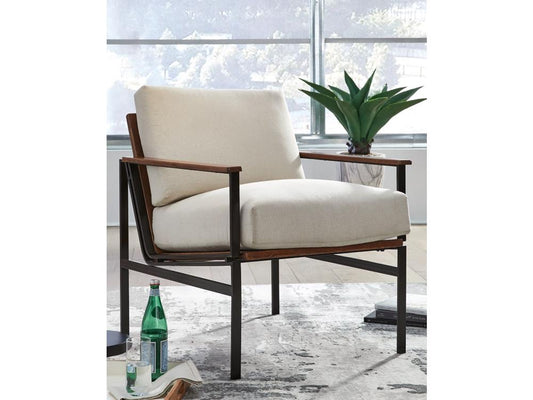 Signature Design by Ashley - Dowdy Accent Chair in Ivory/Brown - A3000271 veiw 2