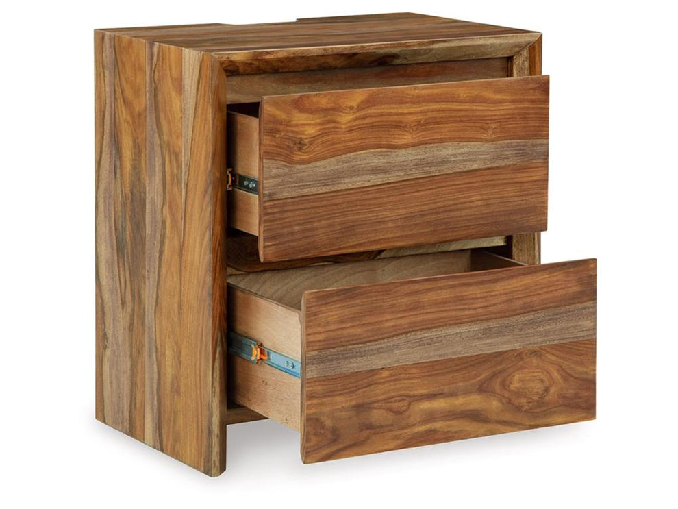 Signature Design by Ashley - Dressonni Two Drawer Night Stand in Brown ...