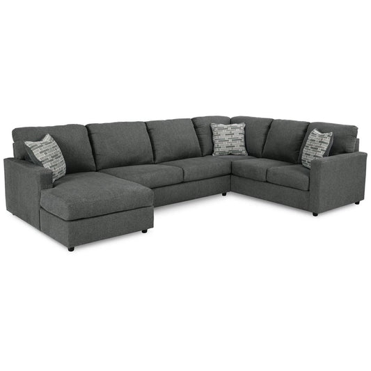 Signature Design by Ashley - Edenfield Fabric 3 Piece Sectional - Left Chaise in Charcoal veiw 1