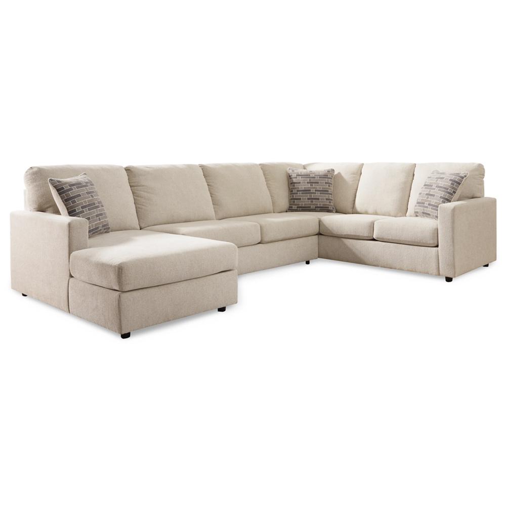 Signature Design by Ashley - Edenfield Fabric 3 Piece Sectional - Left Chaise in Linen veiw 1