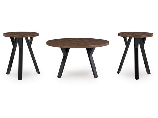 Signature Design by Ashley - Elbrynn Occasional Table Set (Set of 3) in Brown/Black - T153-13 veiw 1