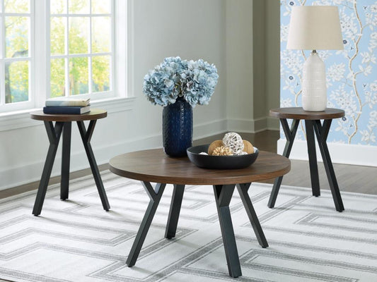 Signature Design by Ashley - Elbrynn Occasional Table Set (Set of 3) in Brown/Black - T153-13 veiw 2