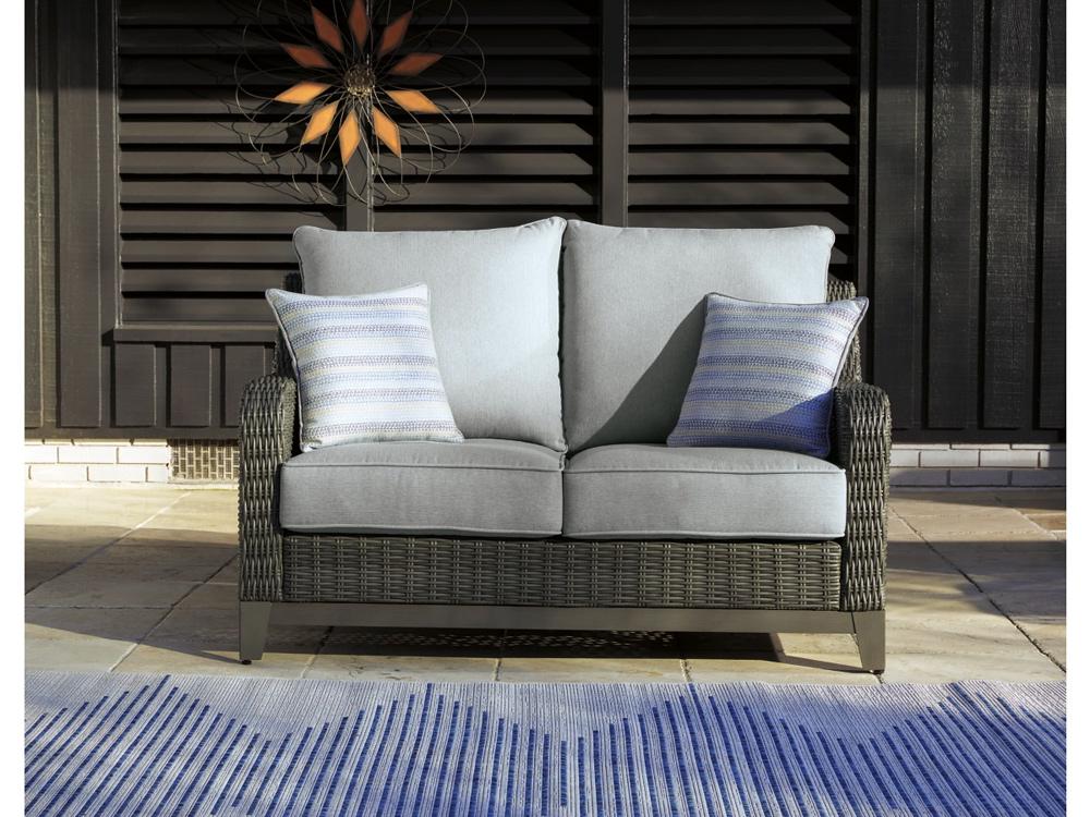 Signature Design by Ashley - Elite Park Outdoor Loveseat W/Cushion in Gray - P518-835 veiw 2