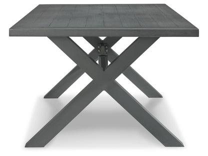 Signature Design by Ashley - Elite Park Outdoor Rect Dining Table W/Umb Opt in Gray - P518-625 veiw 2