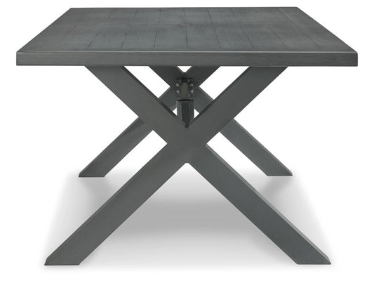 Signature Design by Ashley - Elite Park Outdoor Rect Dining Table W/Umb Opt in Gray - P518-625 veiw 2