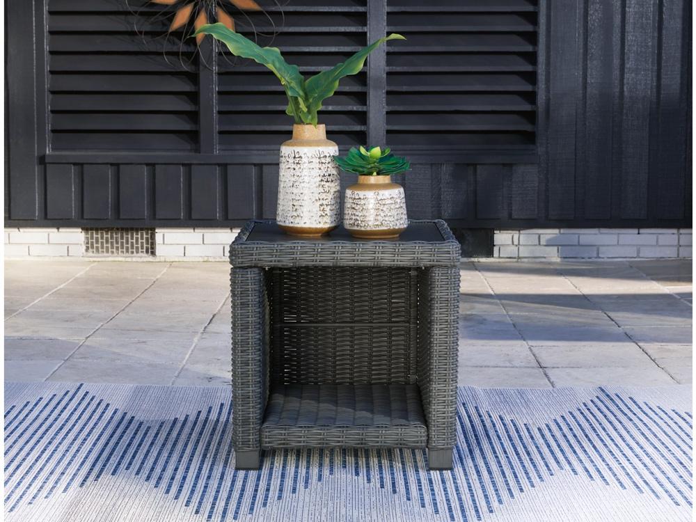 Signature Design by Ashley - Elite Park Outdoor Square End Table in Gray - P518-702 veiw 2