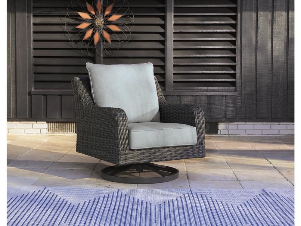 Signature Design by Ashley - Elite Park Outdoor Swivel Lounge W/ Cushion in Gray - P518-821 veiw 2