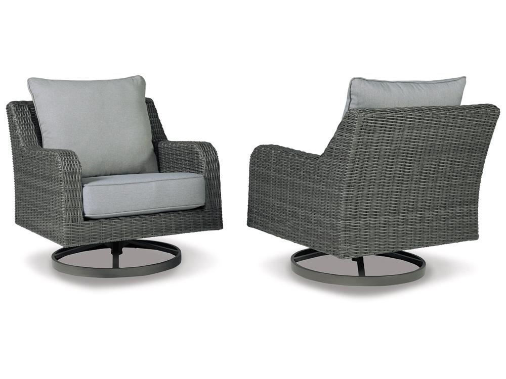 Signature Design by Ashley - Elite Park Outdoor Swivel Lounge W/ Cushion in Gray - P518-821 veiw 3