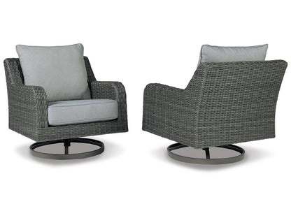 Signature Design by Ashley - Elite Park Outdoor Swivel Lounge W/ Cushion in Gray - P518-821 veiw 3