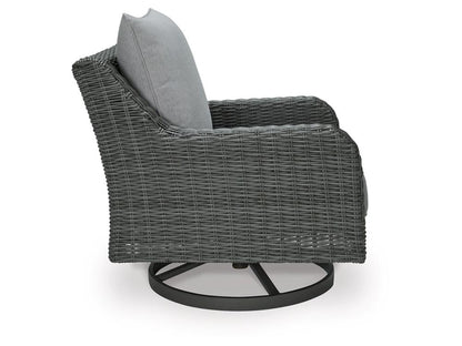 Signature Design by Ashley - Elite Park Outdoor Swivel Lounge W/ Cushion in Gray - P518-821 veiw 4