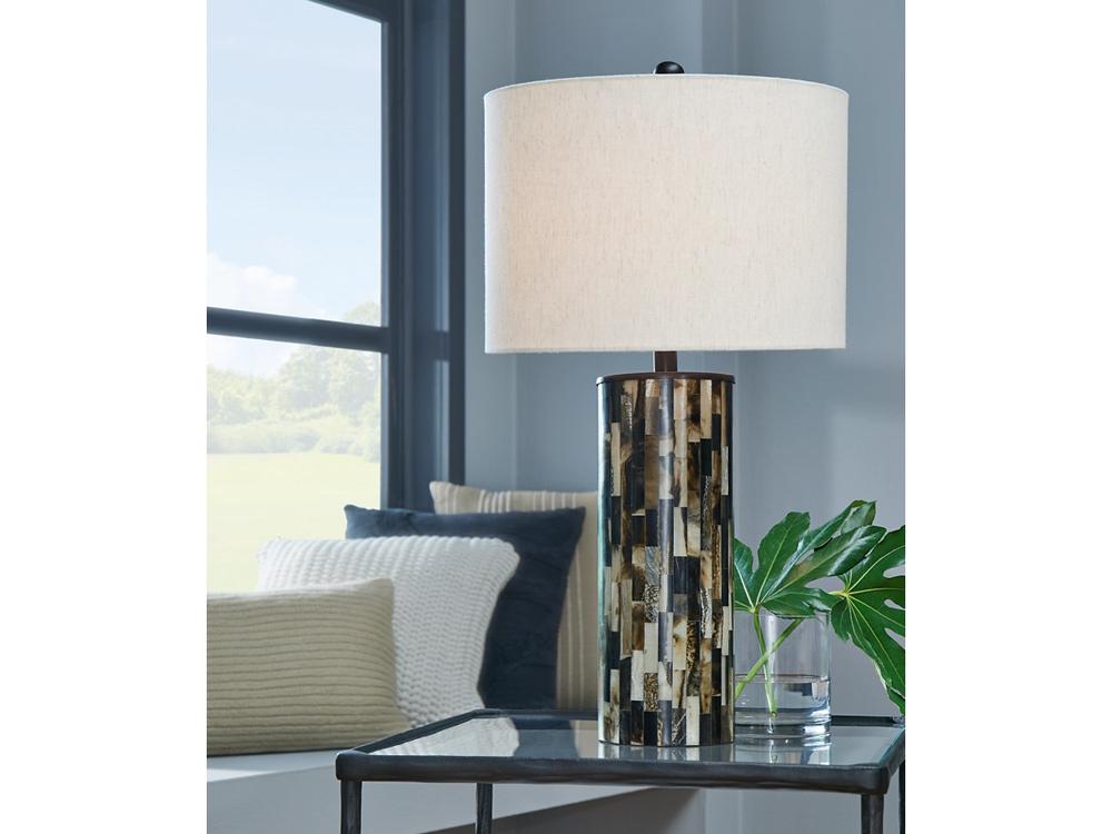 Signature Design by Ashley - Ellford Poly Table Lamp in Black/Brown/Cream - L235684 veiw 2