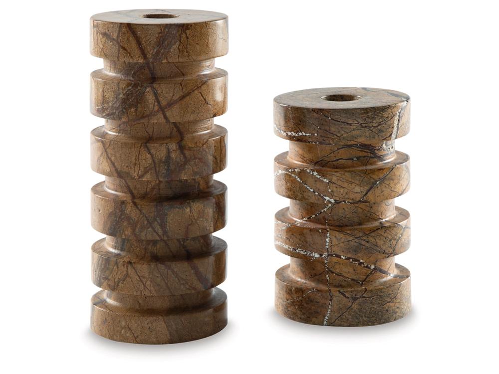 Signature Design by Ashley - Emsleyfield Candle Holder (Set of 2) in Tan - A2000735 veiw 1