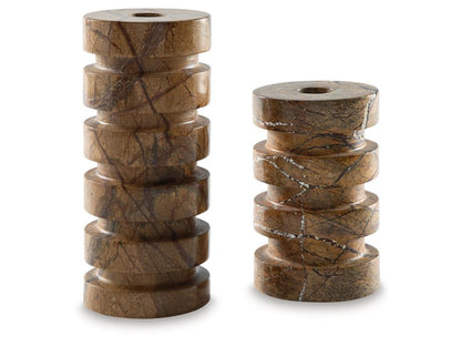 Signature Design by Ashley - Emsleyfield Candle Holder (Set of 2) in Tan - A2000735 veiw 1