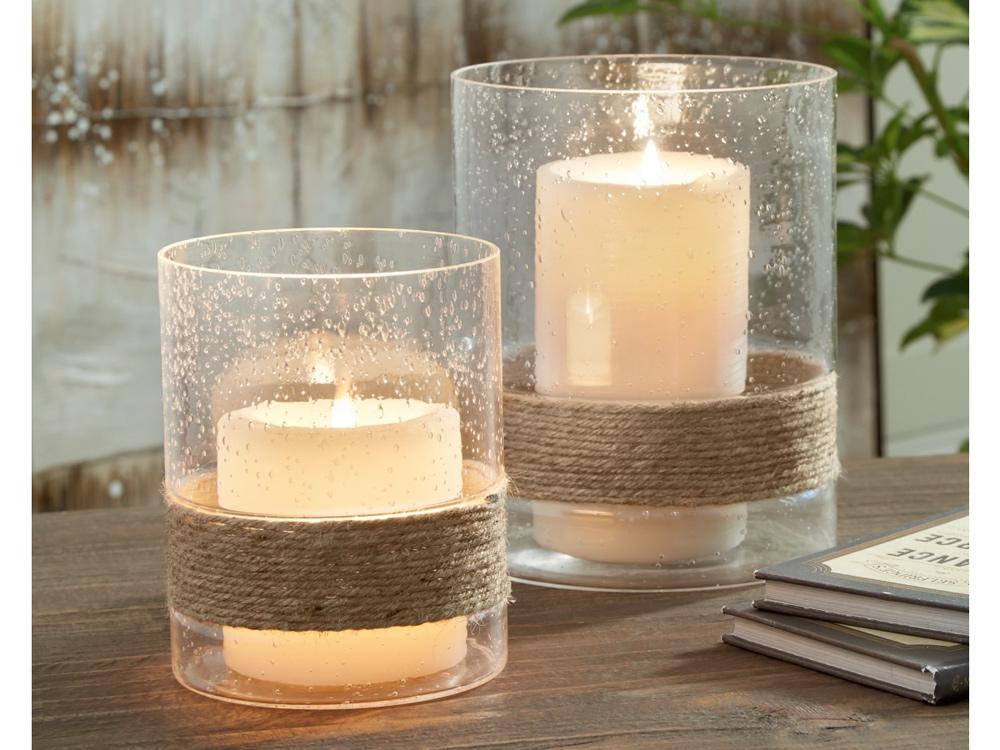 Signature Design by Ashley - Eudocia Candle Holder Set (Set of 2) in Clear - A2000456 veiw 2