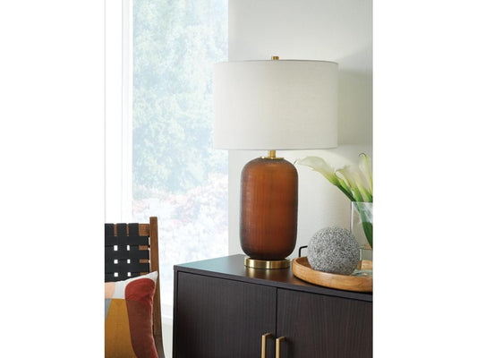 Signature Design by Ashley - Farberman Glass Table Lamp in Amber - L430864 veiw 2