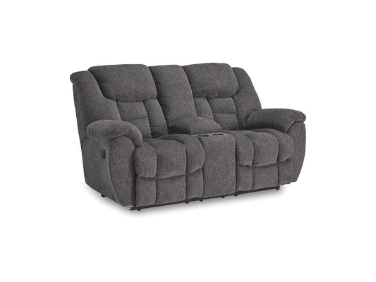 Signature Design by Ashley - Foreside Dbl Rec Loveseat W/Console in Charcoal - 3810494 veiw 1