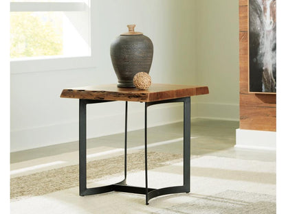 Signature Design by Ashley - Fortmaine Rectangular End Table in Brown/Black - T872-3 veiw 2