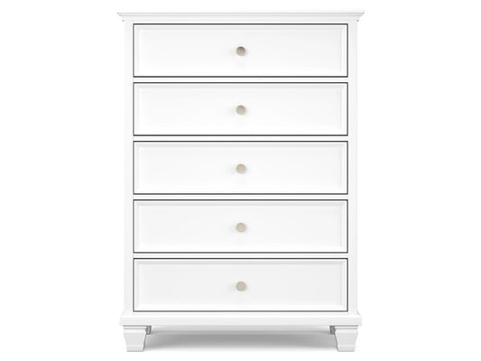 Signature Design by Ashley - Fortman Five Drawer Chest in White - B680-46 veiw 1