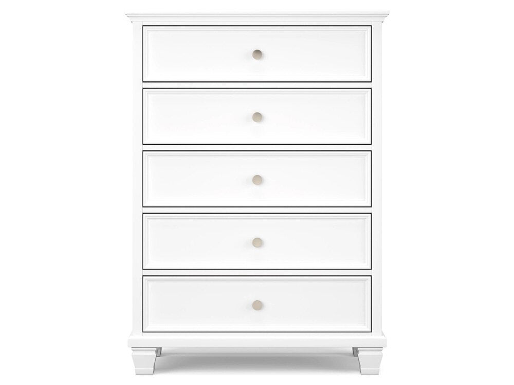 Signature Design by Ashley - Fortman Five Drawer Chest in White - B680-46 veiw 4