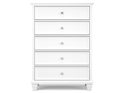 Signature Design by Ashley - Fortman Five Drawer Chest in White - B680-46 veiw 4