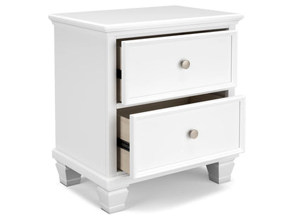 Signature Design by Ashley - Fortman Two Drawer Night Stand in White - B680-92 veiw 3