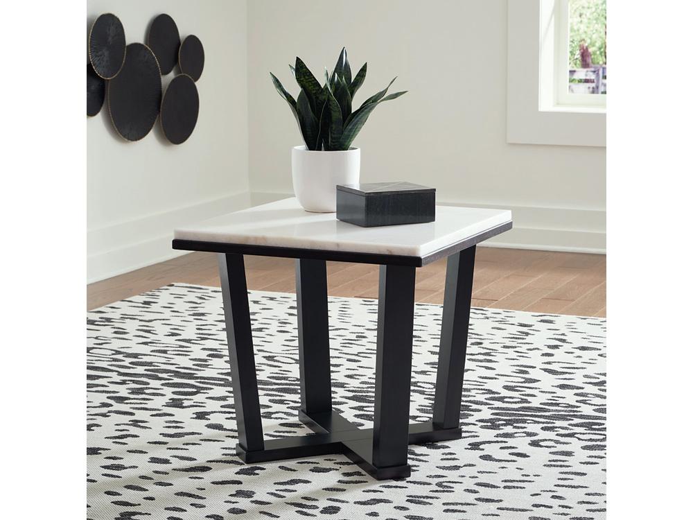 Signature Design by Ashley - Fostead Square End Table in White/Espresso - T770-2 veiw 2