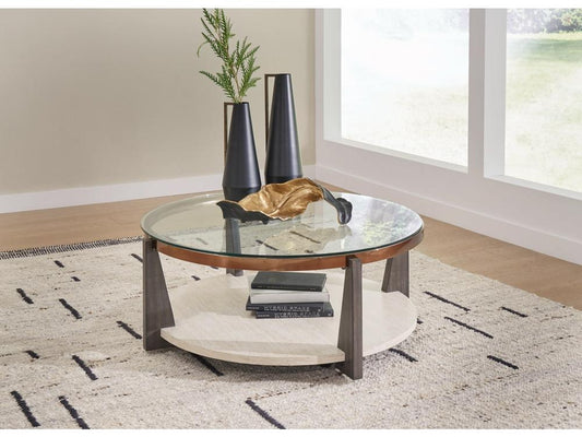 Signature Design by Ashley - Frazwa Round Cocktail Table in Multi - T432-8 veiw 2